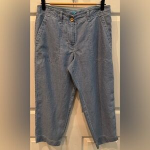 Tommy Bahama Sea Glass 100% Linen Cropped Pants Women’s Size 8
